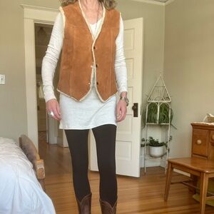 Vintage tan suede shearling western vest